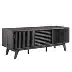 Iterate 59" TV Stand | Charcoal &amp; Walnut Finish Options | Contemporary TV Stand | Particleboard Construction | Wood Grain Laminate | Cable Management Holes | Slatted Sliding Doors image 9