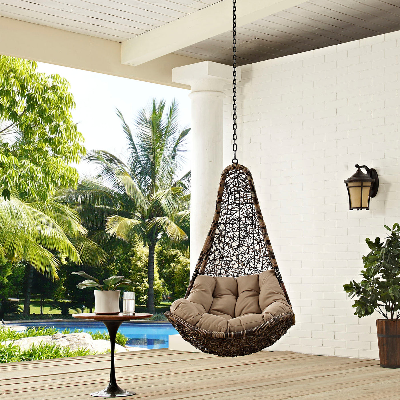 Abate Outdoor Patio Swing Chair, Stand-Free, in Black Mocha image 0