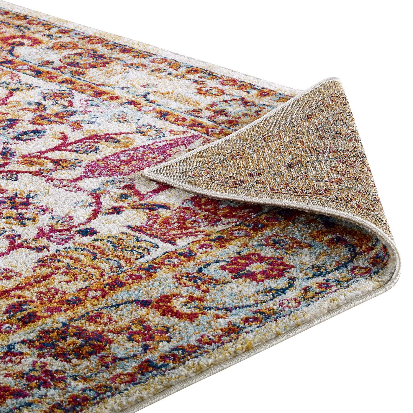 Antique Floral Design | Area Rug | Vintage Floral Lattice Rug in 8 FT X 10 FT And 5 FT X 8 FT | With Rubber Gripping Underside image 2