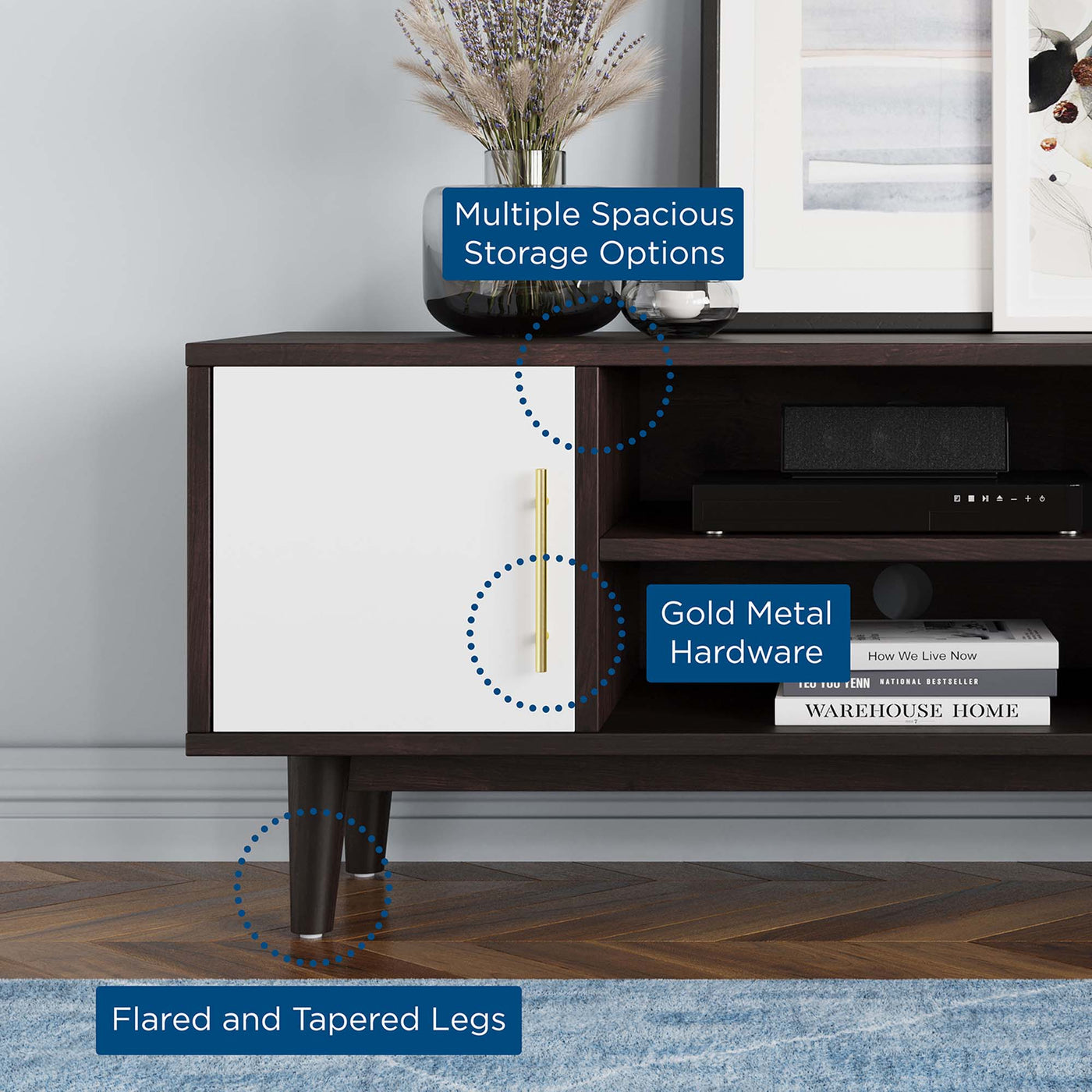 Daxton 43" TV Stand in White and Cappuccino image 6