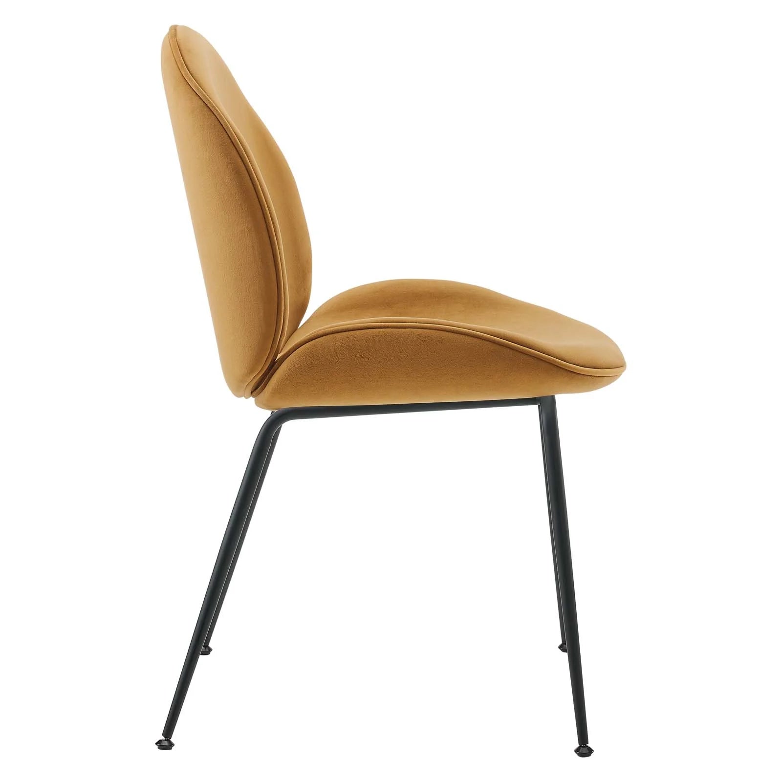 Scoop Dining Chairs – Set of 2, Black Powder-Coated Steel Legs, Performance Velvet Upholstery image 1