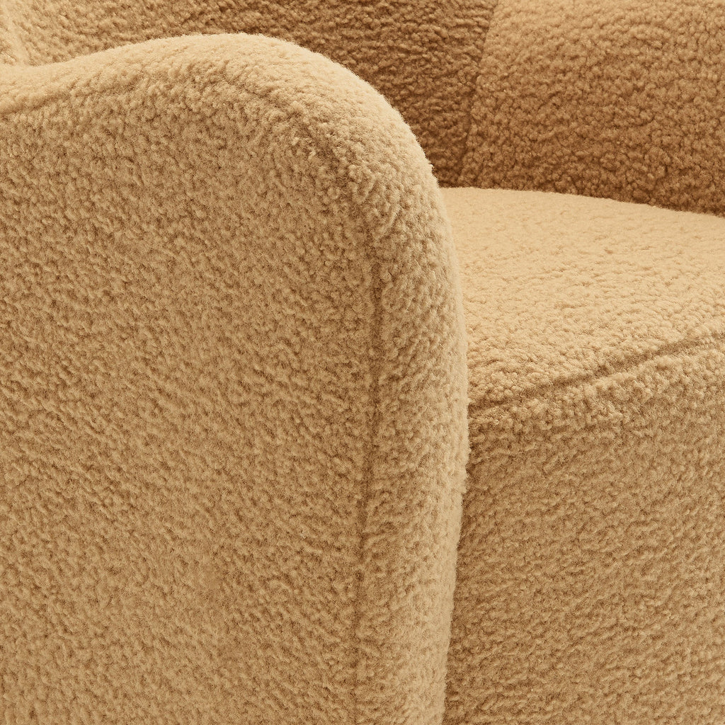 Montrose Wingback Sherpa Swivel Accent Chair in Camel Walnut image 3