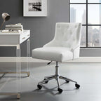 Regent Tufted Button Swivel Faux Leather Office Chair in White image 1