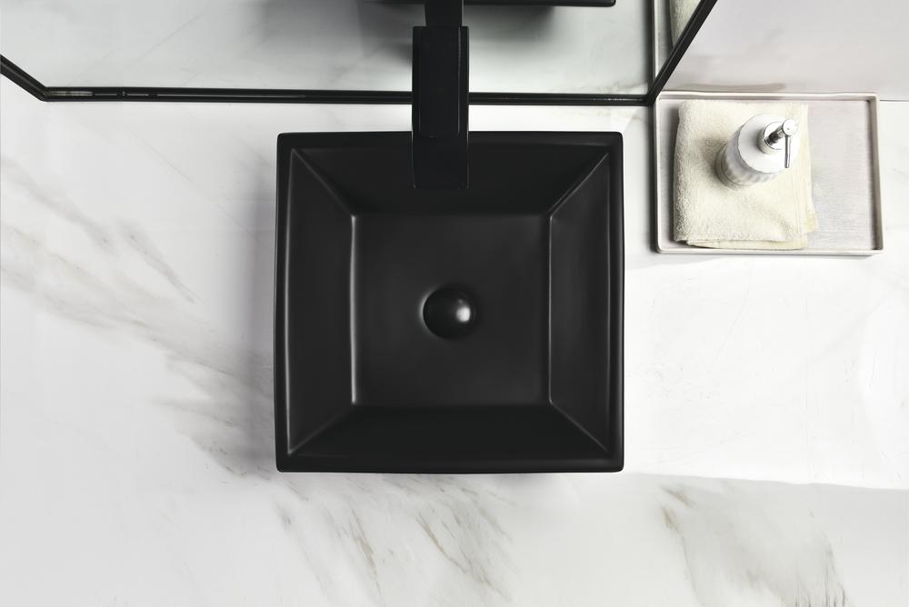 Tuscany 6-1/2"W x 16-1/2"D Ceramic Rectangular Bathroom Vessel Sink | Matte Black & Matte Gray Color Options | Aria Series | Premium Quality Ceramic Construction | Elegant Modern Style Design image 4