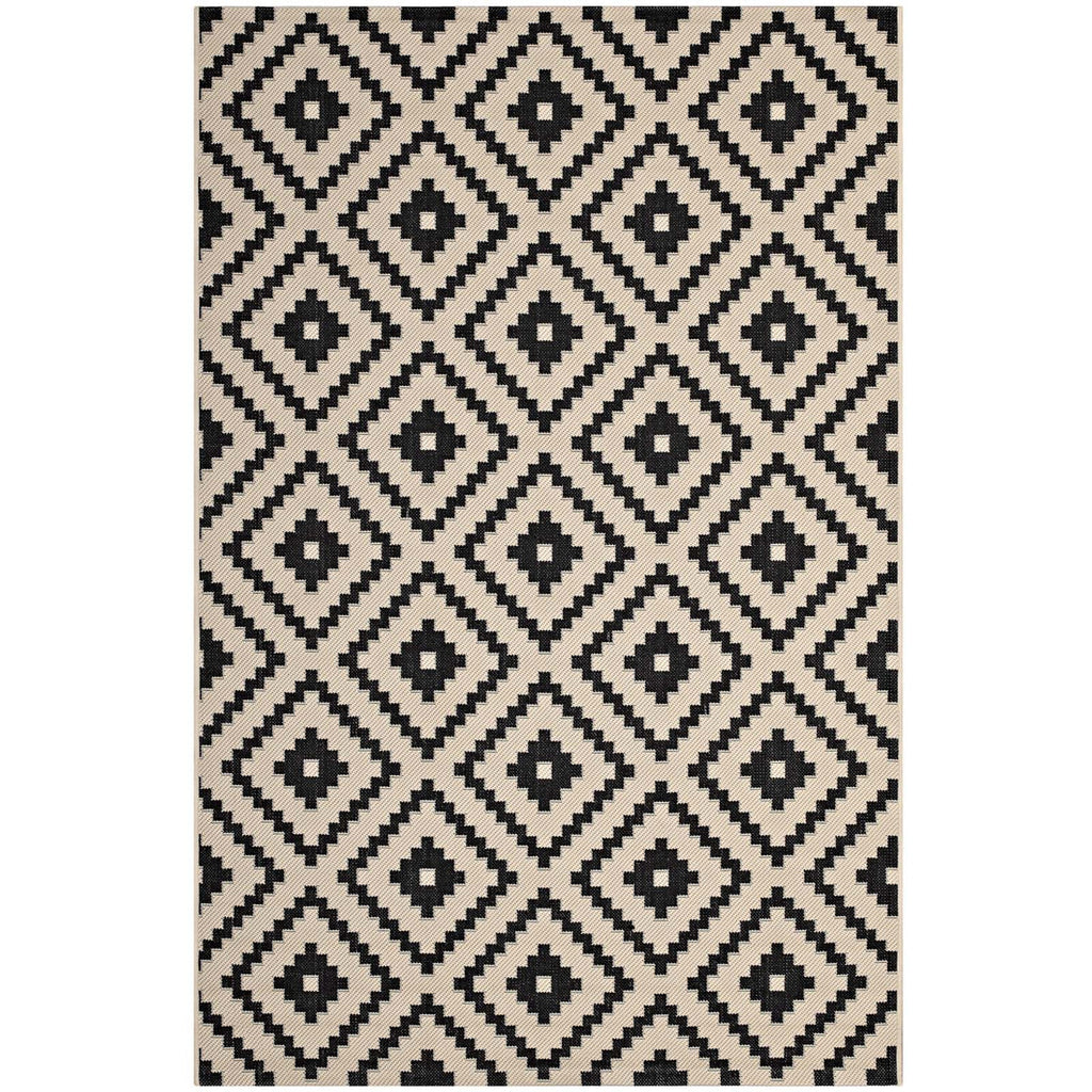 Perplex Geometric Diamond Trellis Indoor and Outdoor Area Rug | Black and Beige | 5X8 &amp; 8X10 Size Options | Tight Low Pile Weave | Gripping Rubber Underside | 100% Soft Polypropylene | Pack Of 2 image 2