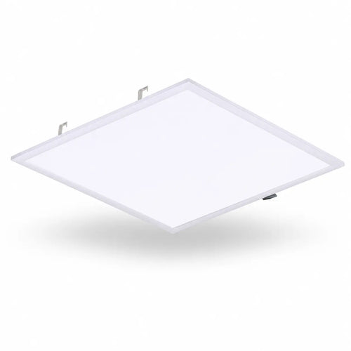 Rectangular ceiling panel light fixture on a white background