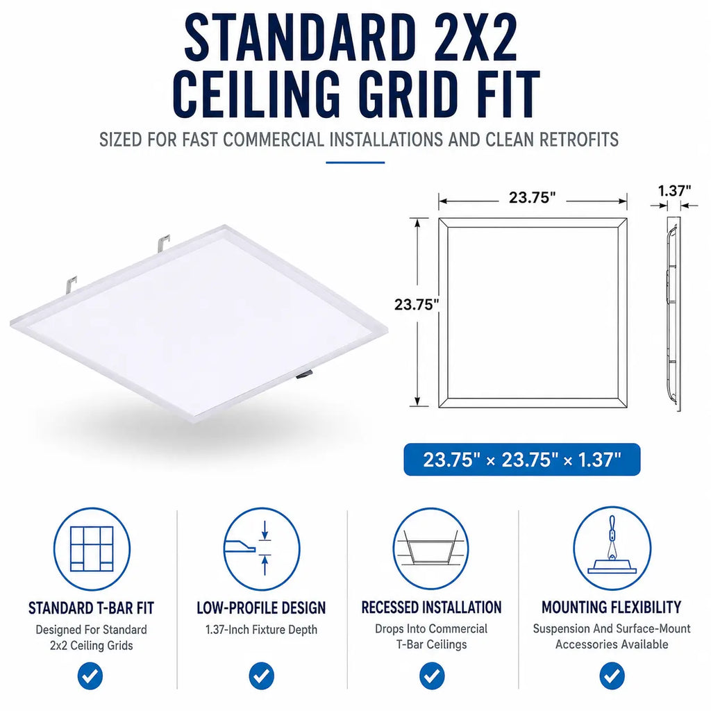 2x2 LED Panel Light with Emergency Battery Backup, Adjustable Wattage & CCT | ETL, DLC Premium