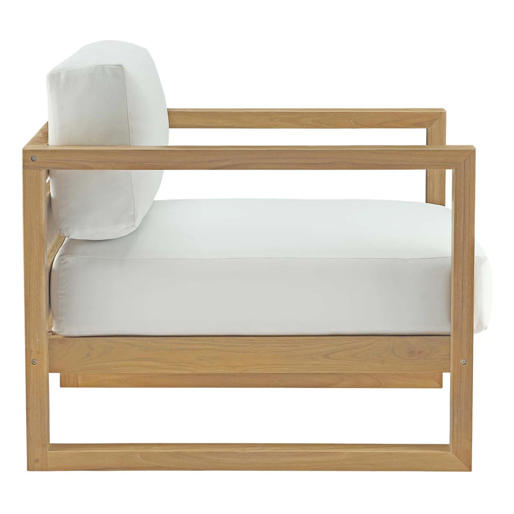 Upland Teak Outdoor Patio Armchair in Natural White image 2