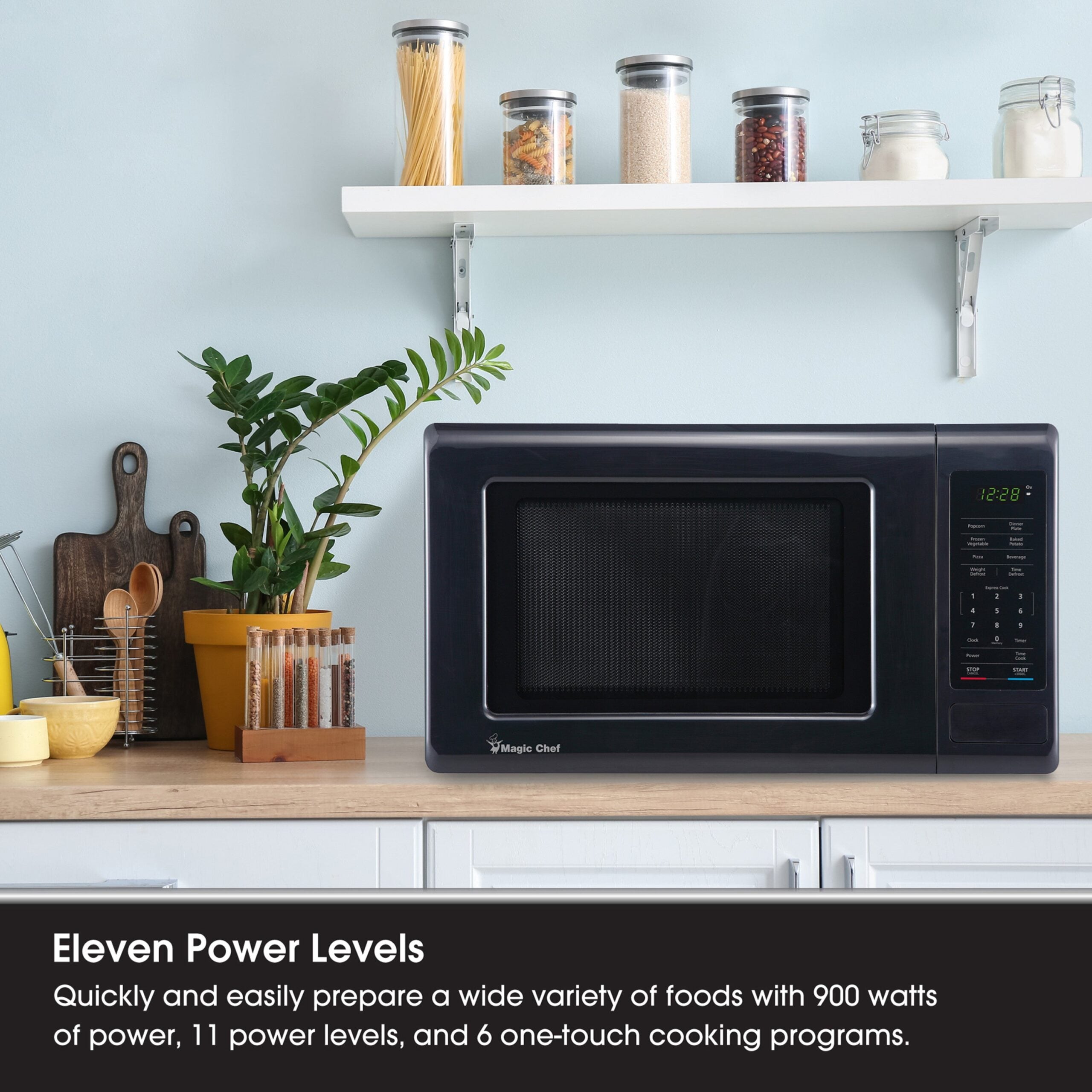Magic Chef 0.9 Cu. Ft Countertop Microwave | 900 Watt | Black | 6 Auto Cooking Modes | Child Lock | Digital Display | 10 Power Levels |  8 Years Warranty On Magnetron image 7