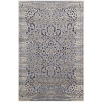Margarida Distressed Vintage Turkish Area Rug | Blue and Cream | 5X8 &amp; 8X10 Size Options | Textured Soft Low Pile Weave | Gripping Rubber Underside | Polypropylene / Chenille Yarn image 9