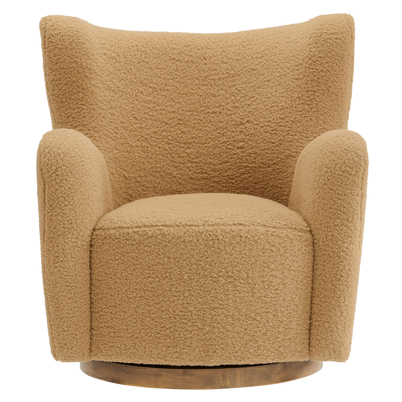 Montrose Wingback Sherpa Swivel Accent Chair in Camel Walnut image 4