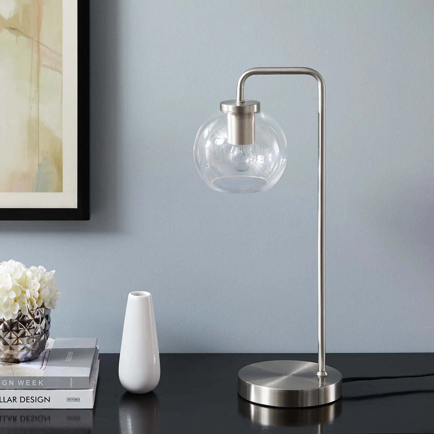 Silo Glass Globe and Metal Table Lamp | Pack of 2 image 1