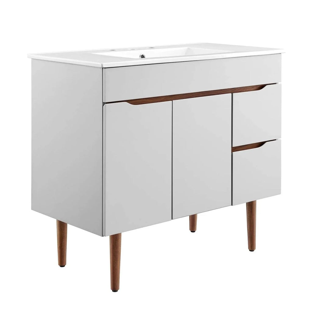 24" / 36" Bathroom Vanity In Grey White &amp; Grey Black Color | Harvest Series | Minimalistic Design | Vanity For Homes, Hotels image 4