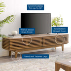 Render 71" TV Stand | Oak &amp; Walnut Finish Options | Mid-Century Modern TV Stand | Smooth Wood Grain Laminate | Durable Particleboard | Two Bottom-Hinged Doors image 3