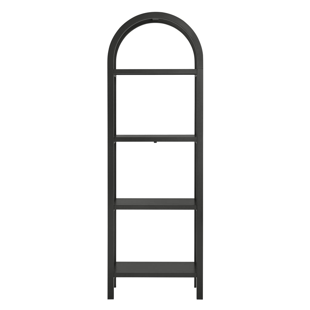Vexley 72 Inch Tall Narrow Arched Bookshelf | Natural, Black &amp; Walnut Color Options | Pine Wood Frame | Sculptural Arched Silhouette | 4 Pine Wood Shelves image 7