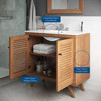Bathroom Vanity With Sink | Natural White Color Option | 24" Or 36" Size Options | Birdie Series | Full Extension Drawer | Modern & Sleek  Design image 2