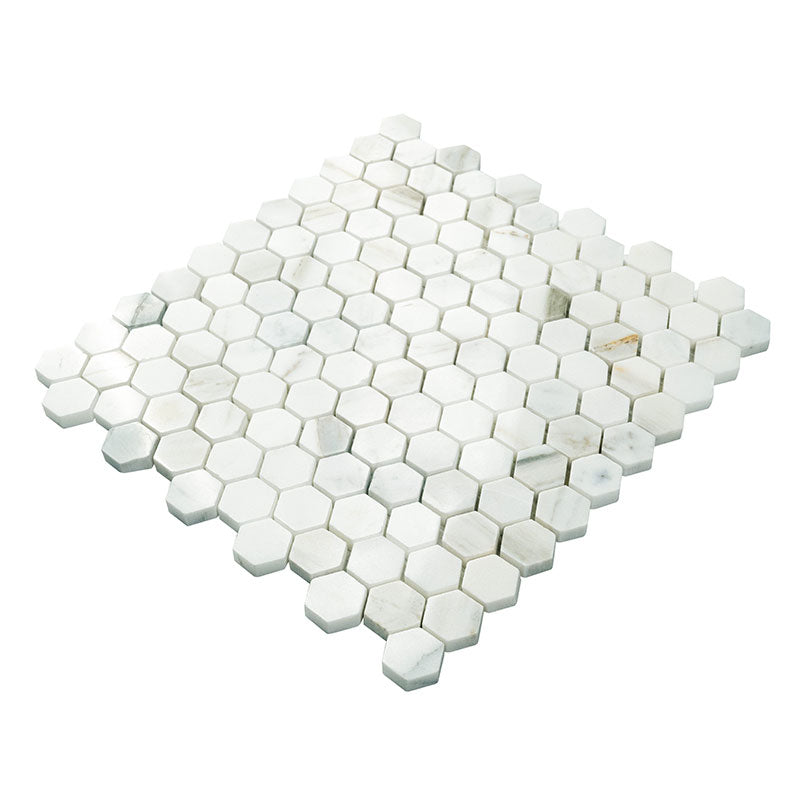 Calacatta Gold 1” Hexagon Polished Mosaic Tile | Wall Tile &amp; Backsplash Tile | Marble | Greenguard Gold, USGBC/LEED | 10 Pieces Per Box image 3