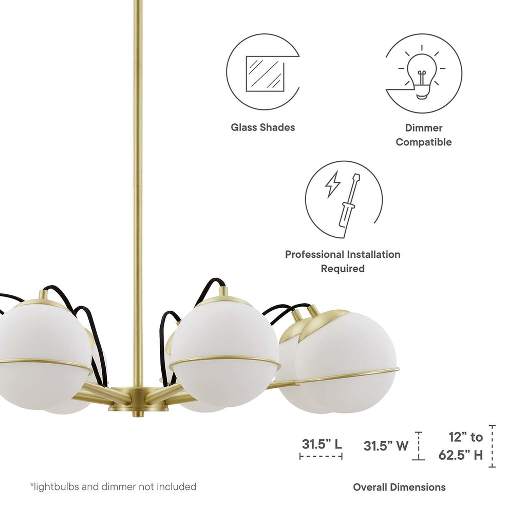 Hanna 8-Light Clear Gold Chandelier | Suspended Mount | Modern Style Chandelier image 3