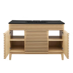 Bathroom Vanity With Sink | Walnut Black, Charcoal Black, Gray Black, White Black, White Walnut Black & Oak Black Color Options | 48" Single Or 48" Double Size Options | Render Series | Full Extension Drawer | Modern & Sleek  Design image 6