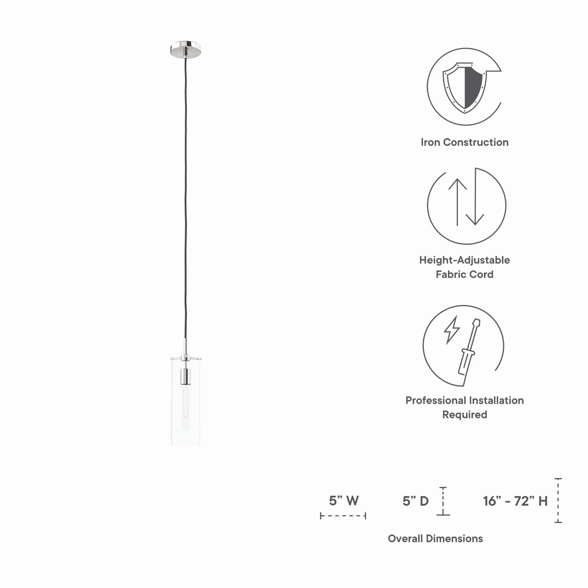 Skylark Pendant Light | Clear Polished Nickel And Clear Black Color Options | Ideal For Living Room, Bedroom, Kitchen, Dining Area, Bathroom, Or Office  | Pack Of 4 image 2