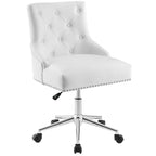 Regent Tufted Button Swivel Faux Leather Office Chair in White image 7