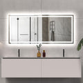 LED Bathroom Mirror 72x32 Inch Front &amp; Backlit Lights Vanity Mirror, Wall Mounted Anti-Fog Dimmable LED Makeup Mirror, IP54 3K-6K Warm/Natural/Daylight, Tempered Glass (Horizontal/Vertical) UL image 0
