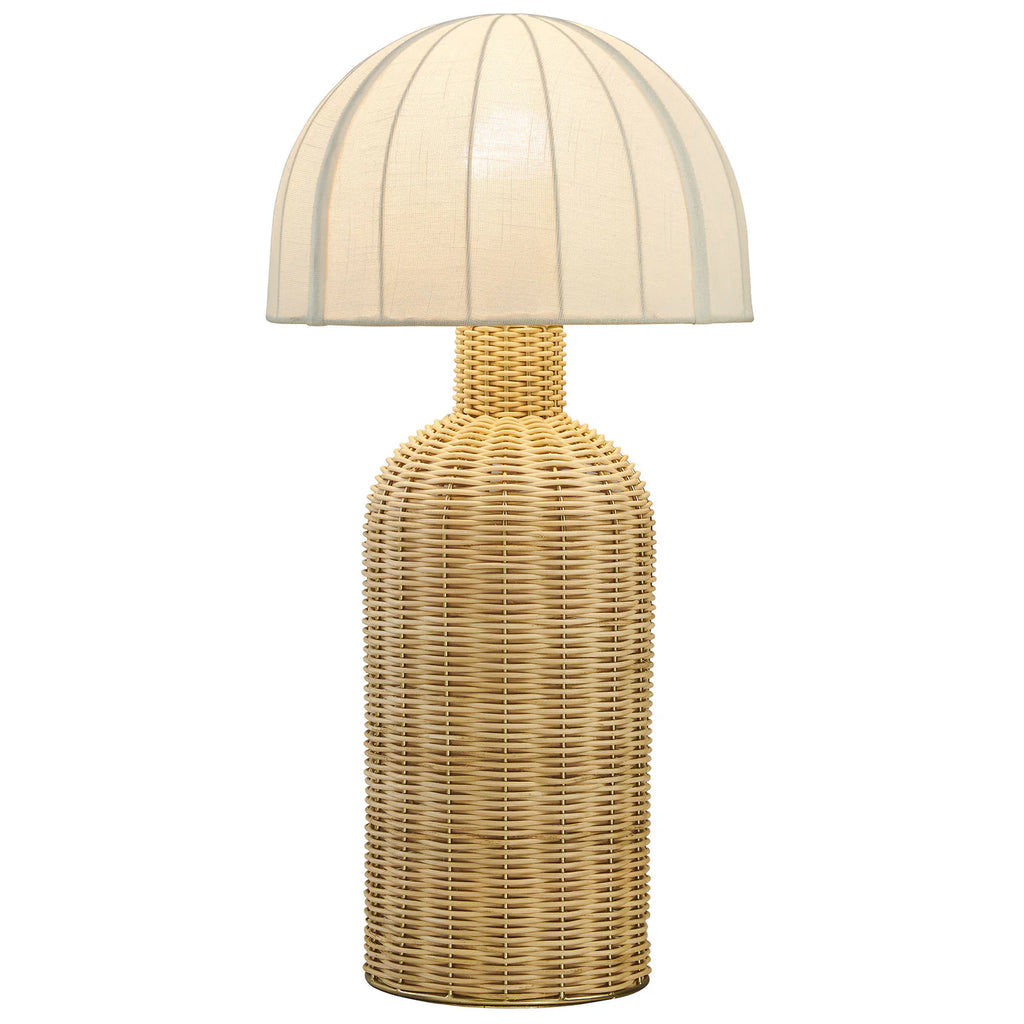 Santo White Natural Rattan Table Lamp with Dome Shade | Pack of 2 image 1