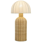 Santo White Natural Rattan Table Lamp with Dome Shade | Pack of 2 image 1