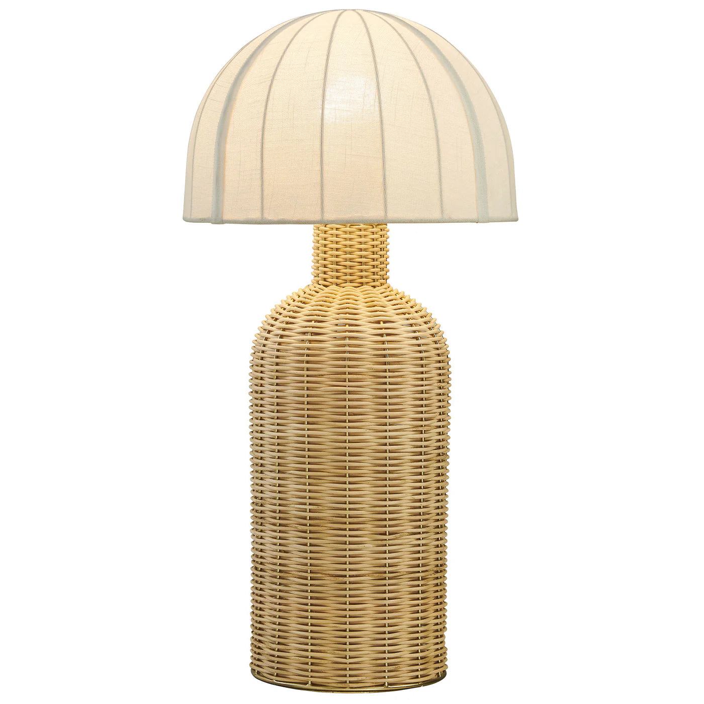 Santo White Natural Rattan Table Lamp with Dome Shade | Pack of 2 image 1