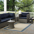 Rim Solid Border Indoor and Outdoor Area Rug in  | 5X8 &amp; 8X10 Size Options  | Blue and Beige, Light and Dark Beige &amp; Gray and Beige | Tight Low Pile Weave | Gripping Rubber Underside | 100% Soft Polypropylene image 0