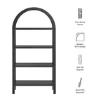 Vexley 60 Inch Arched Bookshelf  | Natural, Black &amp; Walnut Color Options| Pine Wood Frame | Sculptural Arched Silhouette | 4 Pine Veneer Shelves image 2