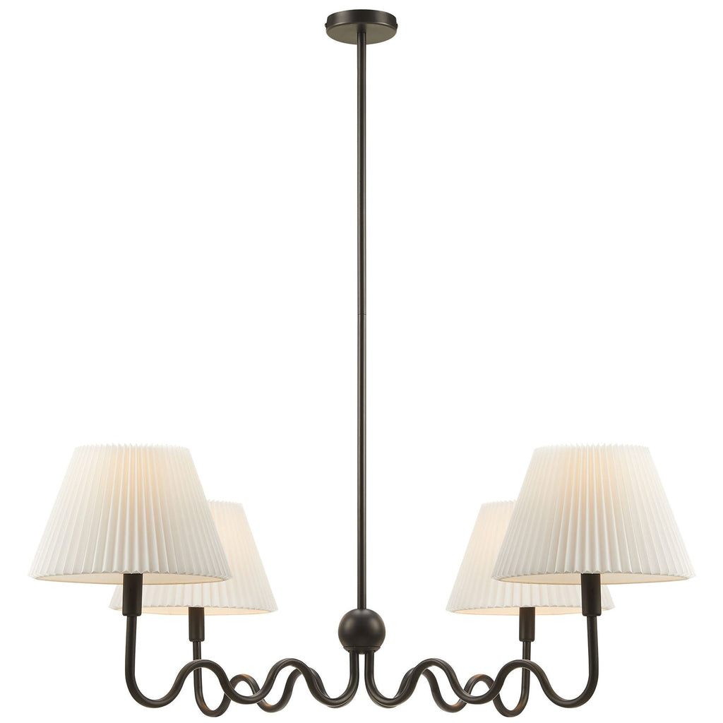 Wave Squiggle 4-Arm Pendant Light | Brass &amp; Black Color Options | Ideal for Living Space, Bedroom, Kitchen, Dining room, Bathroom, Or Office image 6