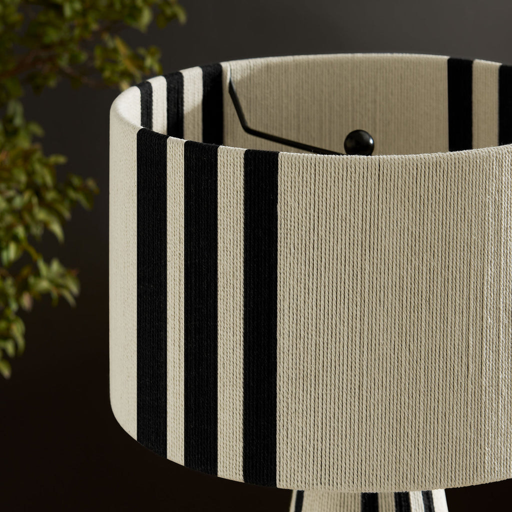 Gia Handwoven Cotton Thread Table Lamp in Striped Black | Basil Green | Natural | Pack 0f 2 | image 7