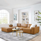 Restore 4-Piece Tan Vegan Leather Sectional Sofa image 0