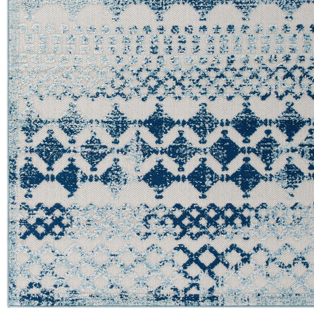 Reflect Giada Abstract Diamond Moroccan Trellis Indoor/Outdoor Area Rug | Ivory and Blue  | 5X8 &amp; 8X10 Size Options | Tight Low Pile Weave | Gripping Rubber Underside | 100% Polypropylene | Pack Of 2 image 9