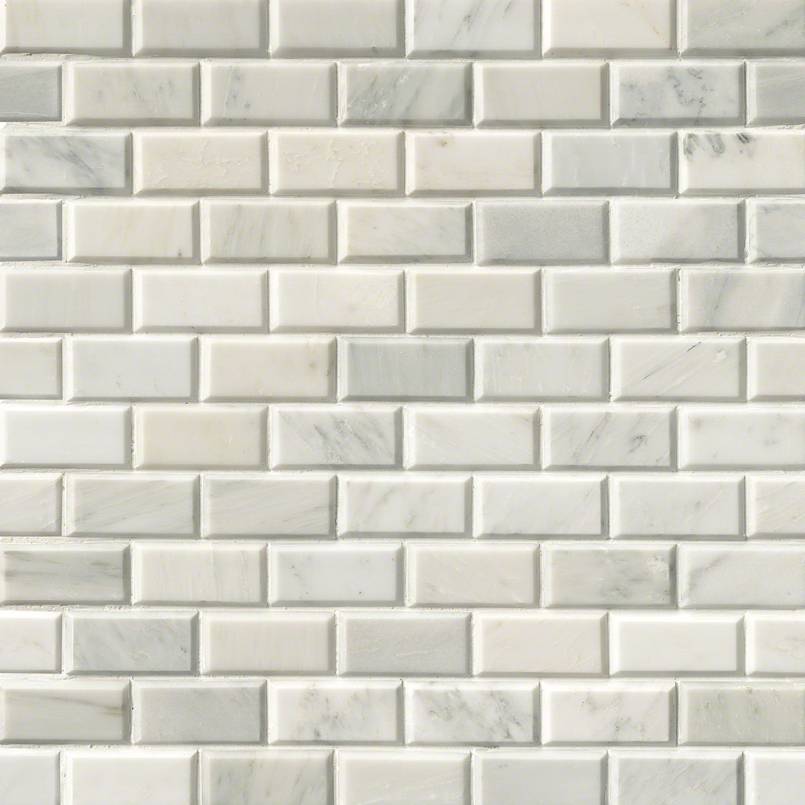 Greecian White Beveled Subway Tile 2x4 | Wall Tile &amp; Backsplash Tile | Italian Marble | Greenguard Gold, USGBC/LEED | 10 Pieces Per Box image 2