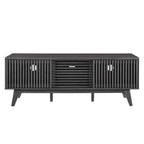 Iterate 59" TV Stand | Charcoal &amp; Walnut Finish Options | Contemporary TV Stand | Particleboard Construction | Wood Grain Laminate | Cable Management Holes | Slatted Sliding Doors image 7
