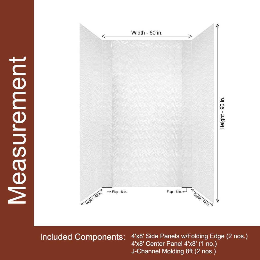 Wavation Shower Wall Tiles For Shower and Tub Surrounds | Glue Up Easy To Install | 3 Wall Set image 5