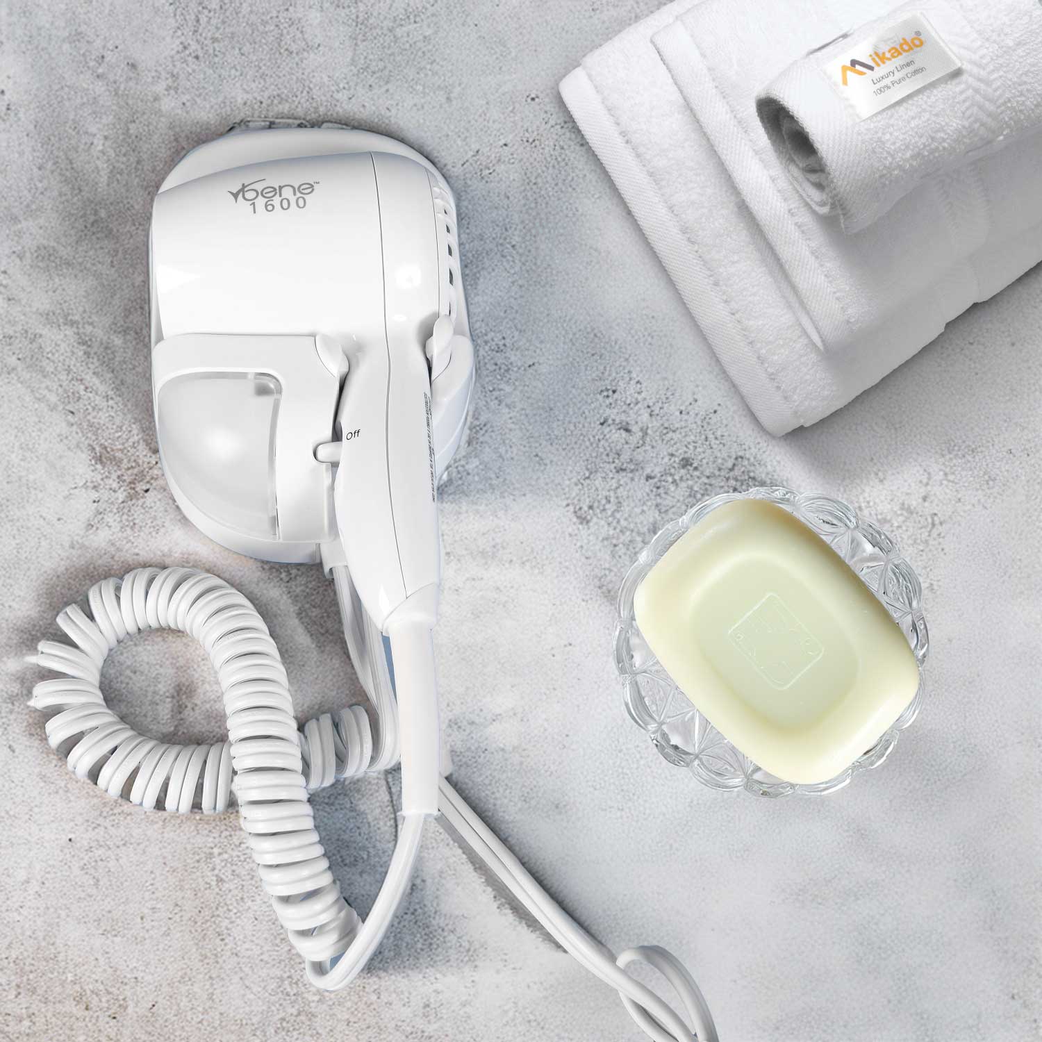 1600 Watt Wall Mount Hair Dryer | Two Heat Settings | Built-in LED Light | ETL Listed | White Or Black Color Options | 6-inch Coil Cord | Compact & Lightweight | Pack of 10 image 2