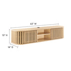 Fortitude 63" Wall-Mounted TV Stand | Walnut Black &amp; Oak Finish Options | Wall Mounted Design | Adjustable Shelves | Sliding Doors | Cable Management image 8