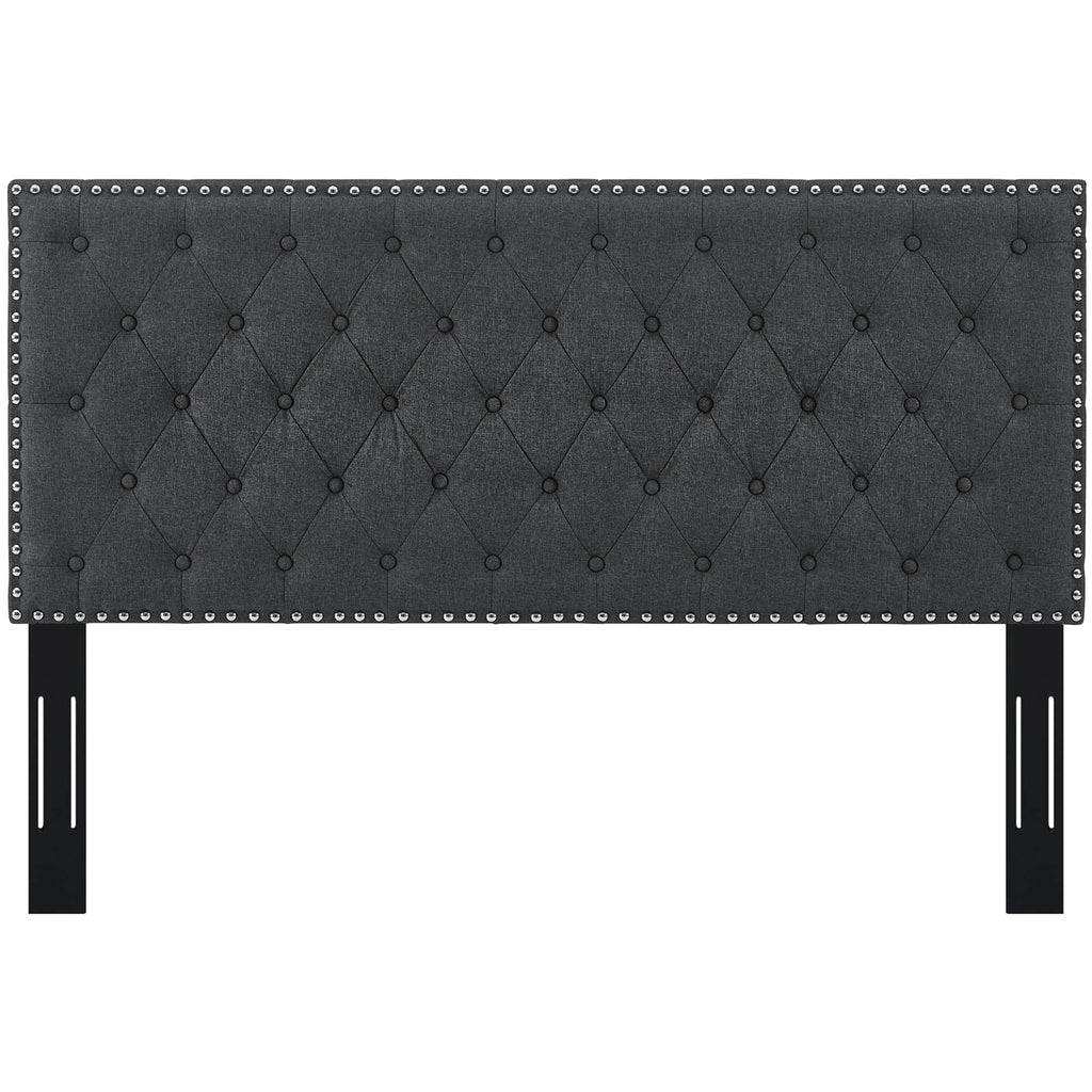 Helena Tufted Upholstered Linen Fabric Headboard | Fiberboard &amp; Plywood Frame | Elegant Diamond Tufted Pattern | Full / Queen Sizes | Gray Color image 2
