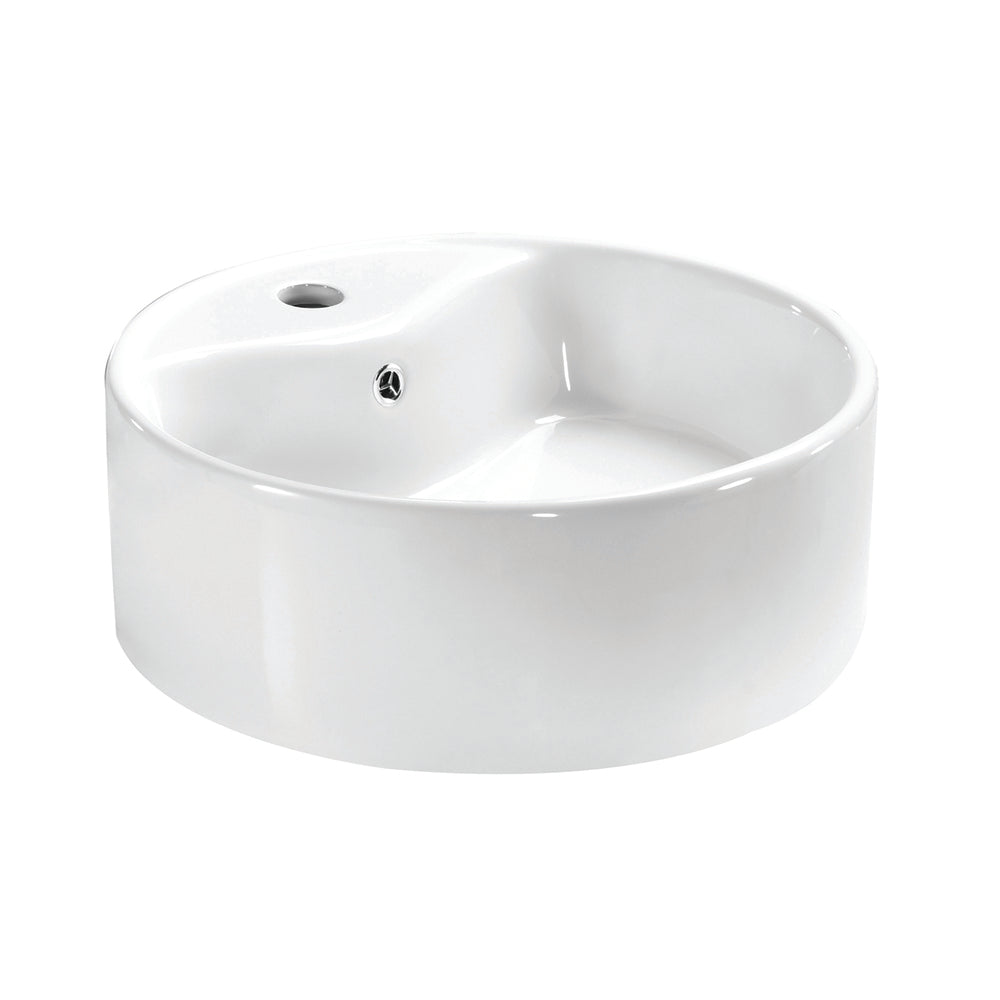 Tuscany 16-1/8"W x 16-1/8"D White Ceramic Round Bathroom Vessel Sink | Kati Series | Premium Quality Ceramic Construction | Elegant Modern Style Design image 6