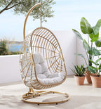Amalie Wicker Rattan Outdoor Patio Swing Chair in Natural White image 1