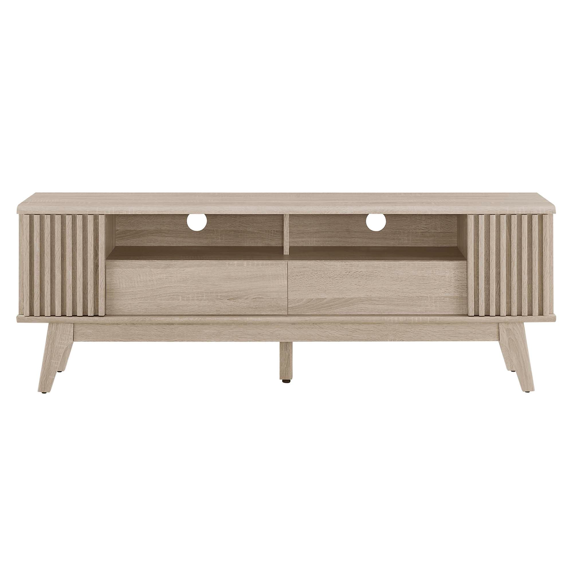 Eudora 60" TV Stand | Oak &amp; Walnut Finish Options | Modern TV Stand | Hinged Corner Doors | Full-Glide Drawers | Particleboard and MDF Construction | Non-Marking Foot Pads image 9