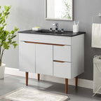 24" / 36" Bathroom Vanity In Grey White &amp; Grey Black Color | Harvest Series | Minimalistic Design | Vanity For Homes, Hotels image 0
