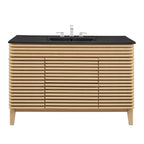 Bathroom Vanity With Sink | Walnut Black, Charcoal Black, Gray Black, White Black, White Walnut Black & Oak Black Color Options | 48" Single Or 48" Double Size Options | Render Series | Full Extension Drawer | Modern & Sleek  Design image 7