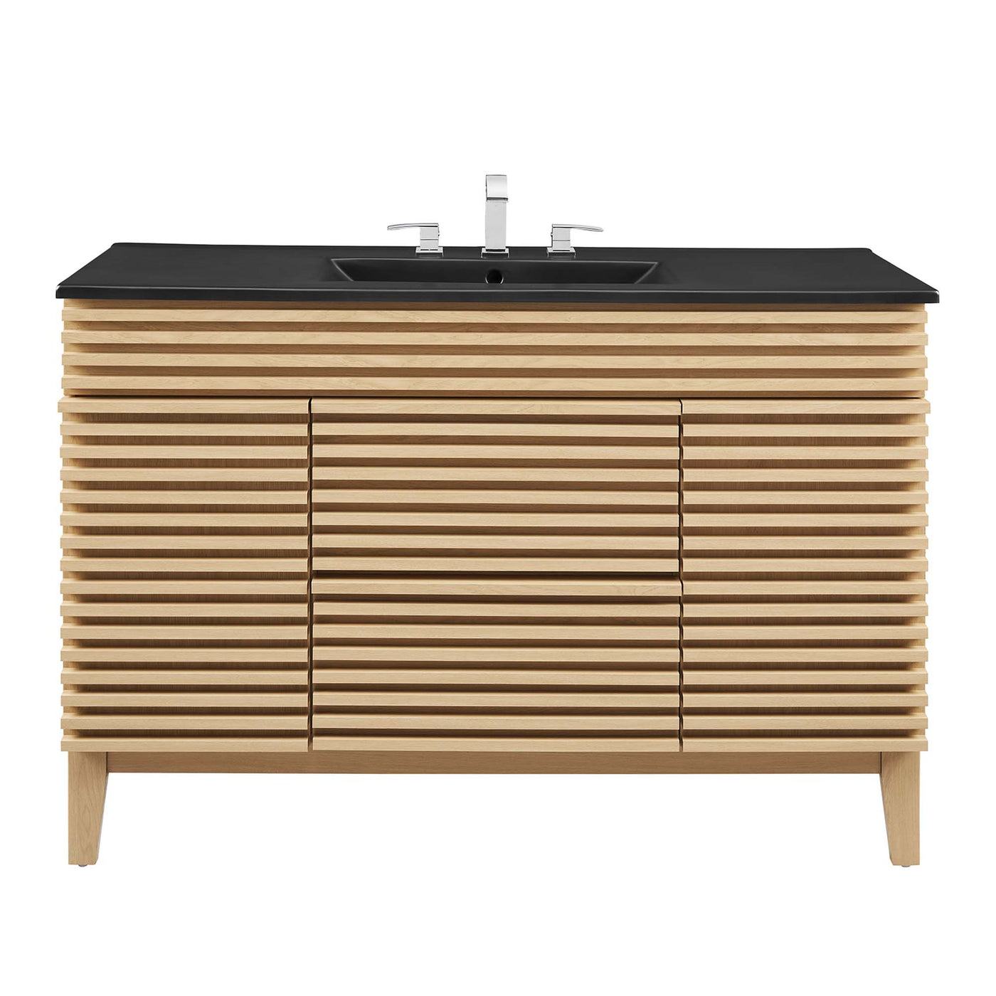 Bathroom Vanity With Sink | Walnut Black, Charcoal Black, Gray Black, White Black, White Walnut Black & Oak Black Color Options | 48" Single Or 48" Double Size Options | Render Series | Full Extension Drawer | Modern & Sleek  Design image 7