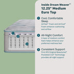 Beauty Sleep Dream Weaver 12.25" Medium Euro Top Mattress | Beautyrest® Pocketed Coil® Technology | AllCool™ Gel Memory Foam | Contouring Pressure Relief | CertiPUR-US® Certified | 10-Year Limited Warranty | 100-Night Trial image 2