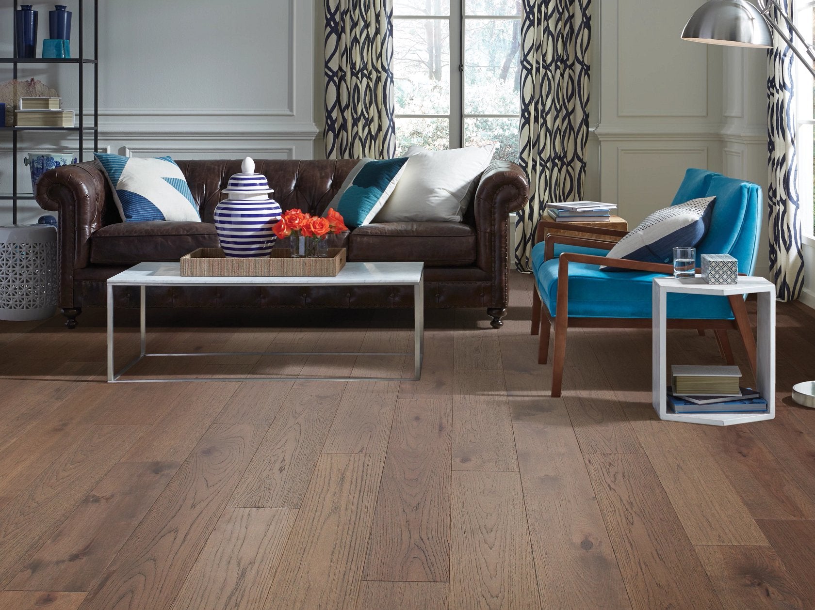 CastleWood Hickory | The Gallery Collection | Romanesque Shade | Hickory | Real Hardwood | 3 mm Veneer Thickness | 31.09 Sq. Ft. Per Carton | Wire Brushed Finish image 1