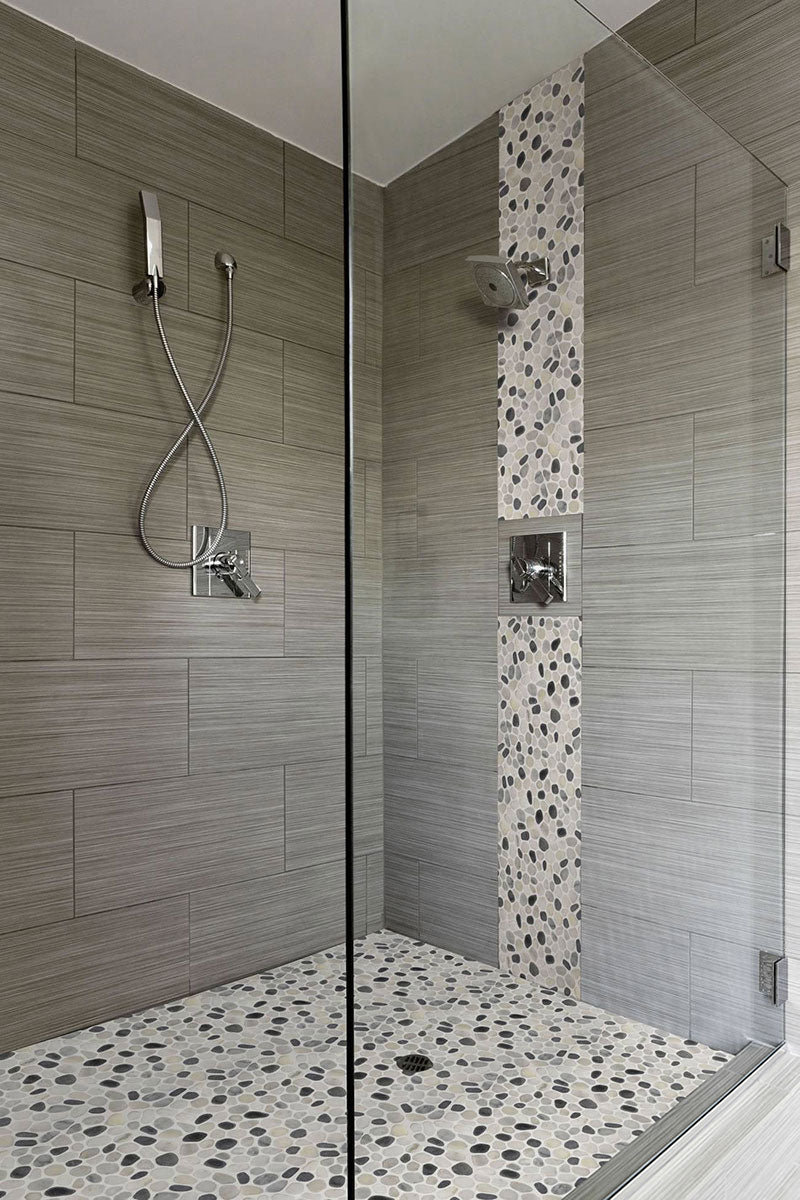 Black And White Pebbles Tumbled Mosaic Tile | Wall Tile &amp; Backsplash Tile | Marble | Greenguard Gold, USGBC/LEED | 10 Pieces Per Box image 2